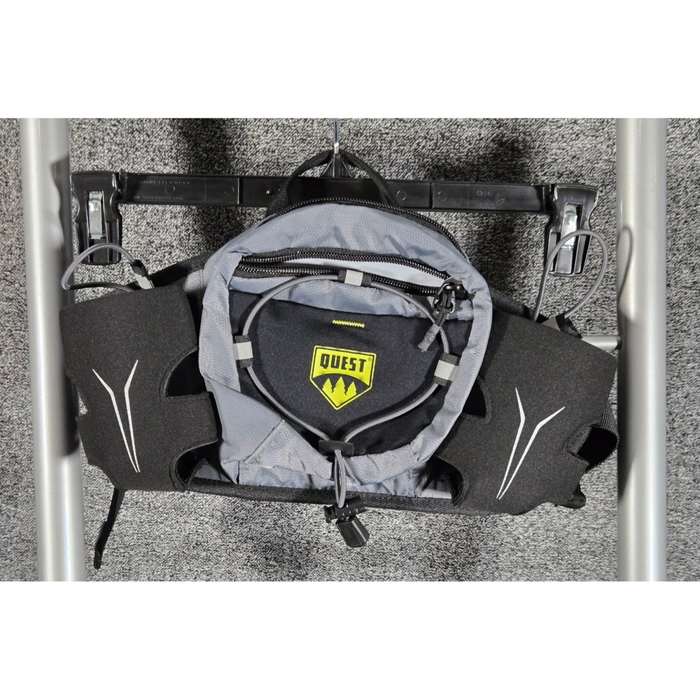 Quest Hydration Waist Pack Black Grey Dual Bottle Holster Hiking Running Belt